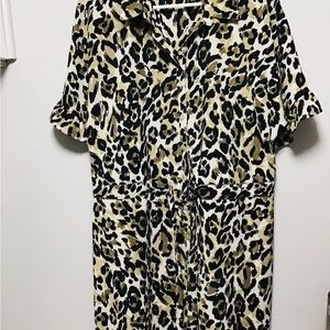 Animal Print Shirt Dress size Large.